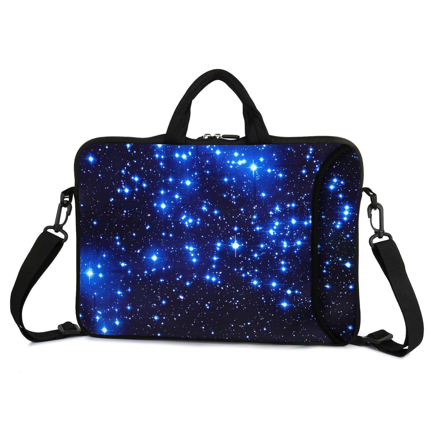 Violet Mist 11-13 Inch Laptop Shoulder Bag - Waterproof Neoprene Messenger Bag with Zipper & Adjustable Strap - Protective Laptop Sleeve Case for MacBook, Tablet & Notebook - Perfect for Work, School & Travel - Blue Galaxy Design