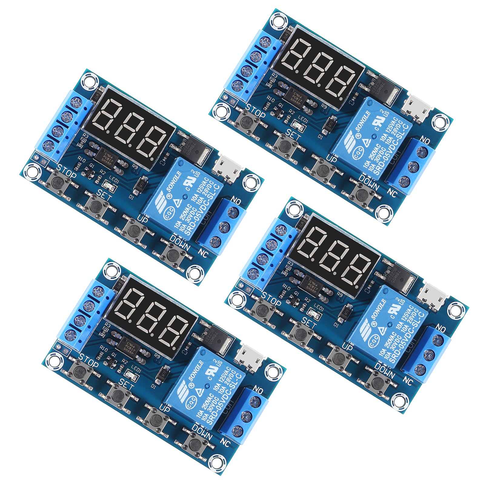 4PCS DC 6-30V Programmable Timer Relay Module with LCD Display - Adjustable Delay & Cycle Timer, Micro USB 5V Power - Smart Home Automation Controller for Lighting, Irrigation & Appliance Control