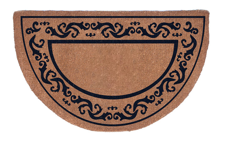 Half Round Rolling Scrolls Border Doormats - Non-Slip Entryway Rug for Front Door, Porch & Patio - Perfect for Home, Office & Outdoor Decor