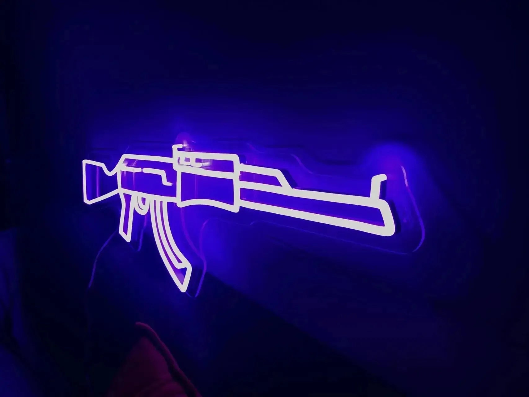 Custom AK47 Gun Purple Neon Sign - Unique Party Decor, Event & Wedding Lighting, Birthday Gift for Men - Perfect for Man Cave, Bar, Game Room & Home Decor