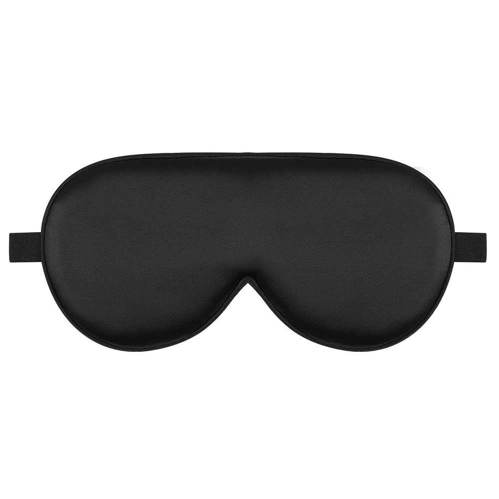 Silk Sleep Mask for Women & Men - Adjustable Strap, 100% Mulberry Silk Eye Mask for Sleeping, Blocks Light & Reduces Puffy Eyes - Perfect for Travel, Meditation & Night Sleep (Color: Black)