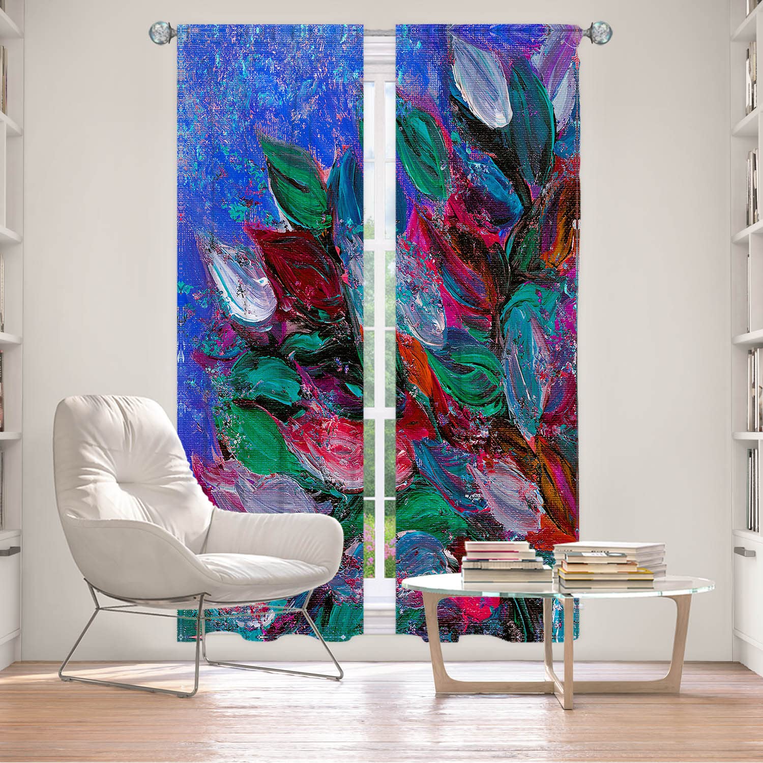 Premium Lined Window Curtains by DiaNoche Designs | Made in USA | Unique Decorative Funky Home Decor | Blooming Beautiful III Collection by Julia Di Sano - Perfect for Living Room, Bedroom & Nursery Blackout Curtains