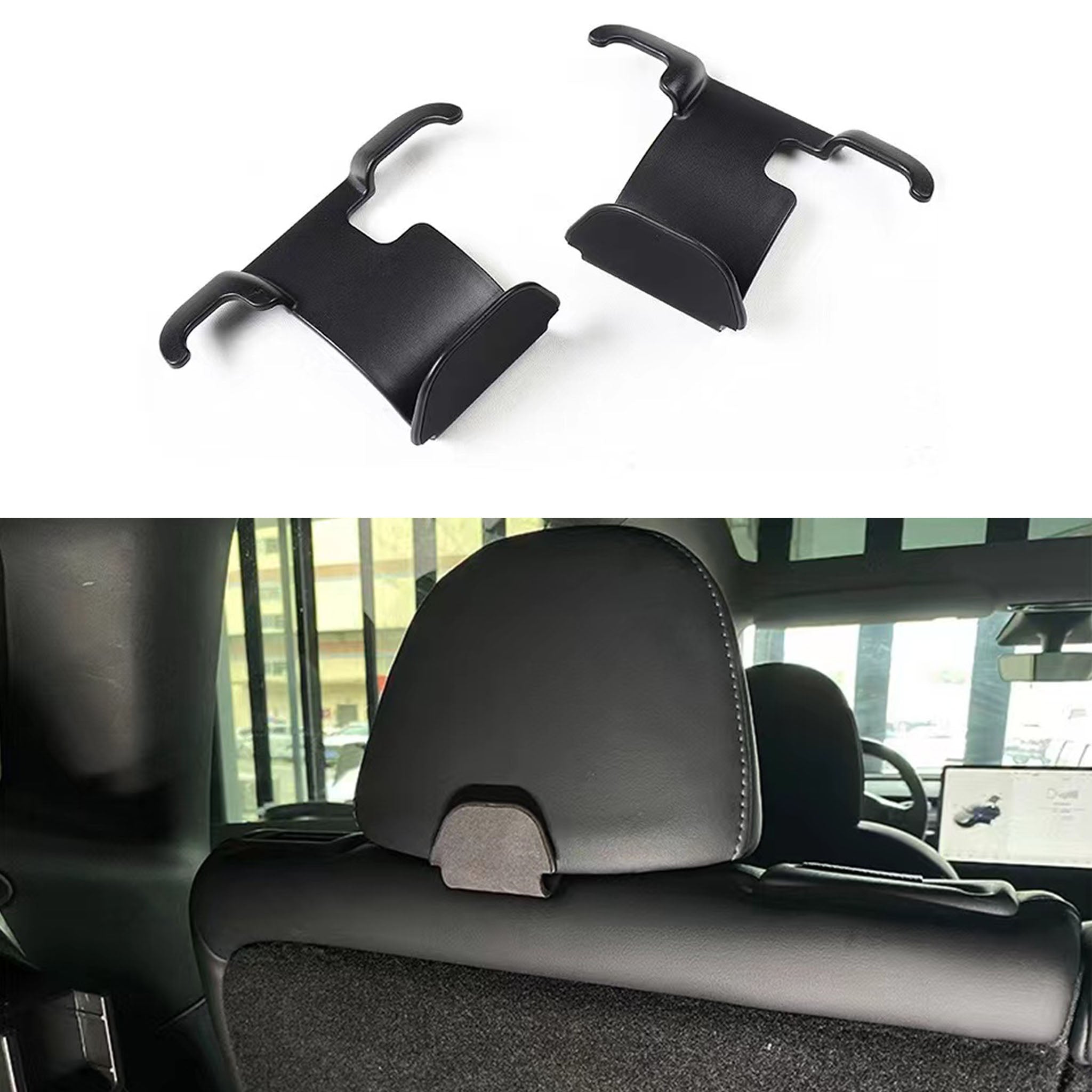 Premium Back Seat Headrest Hooks for Tesla Model 3 & Y - Car Organizer Accessories for Phones, Bags & Shopping - Perfect for Road Trips & Family Travel