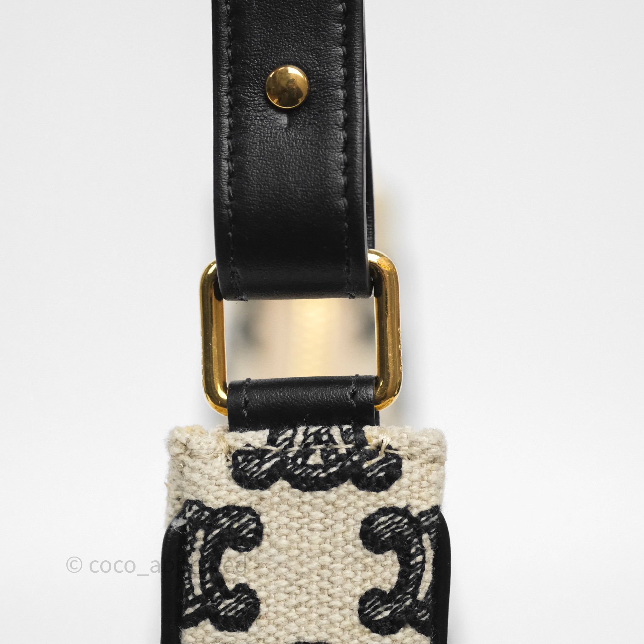 Celine Medium Ava Bag Triomphe Embroidered Black Natural Leather Crossbody Purse - Perfect for Work, Travel & Everyday Use