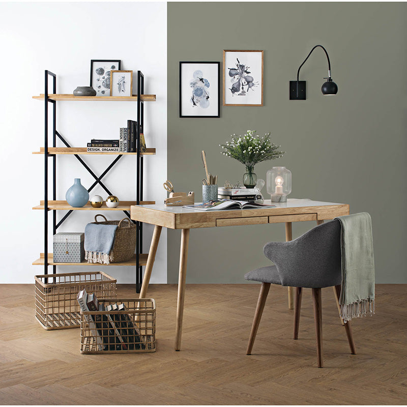 RETH Study Desk 120cm - Natural & White Home Office Desk for Students & Professionals - Perfect for Small Spaces & Remote Work