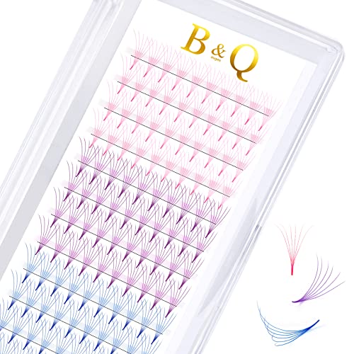6D-0.07D-11mm Pointy Base Colored Premade Eyelash Extension Fans - 3 Color Mix Volume Lashes with C/D Curl for Professional Salon & DIY Home Use