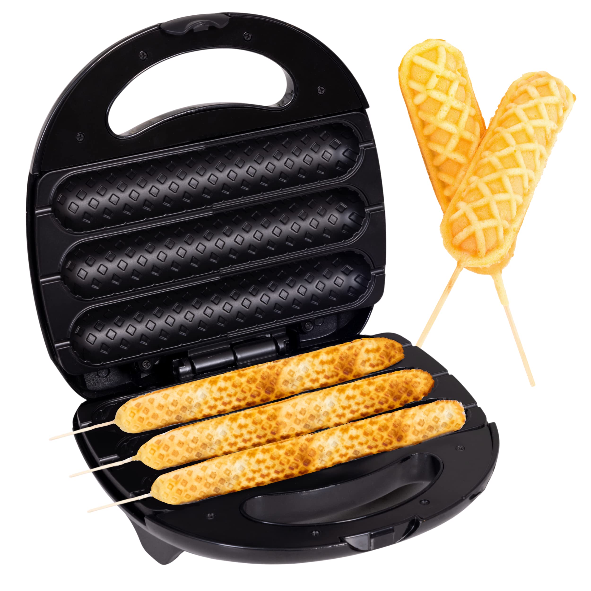 Lumme Waffle Corn Dog Maker - Large Non-Stick Plate for Full-Size Hot Dogs & Cheese Sticks - Quick & Easy 3-Corn Dog Batch Maker - Perfect for Birthday Parties, Family Gatherings & Fun Snack Time at Home