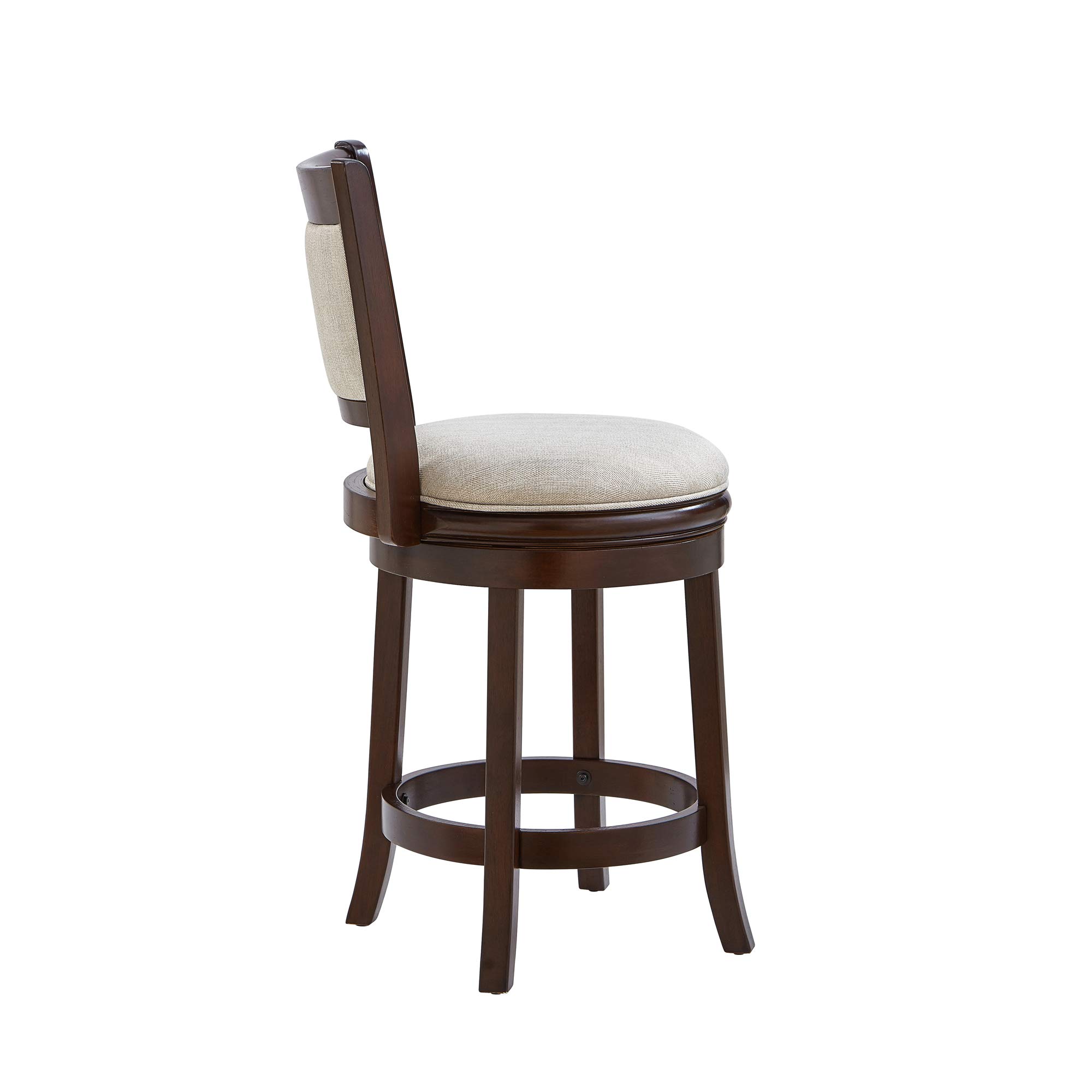 24 Inch Ball & Cast Swivel Bar Stool - Taupe & Cappuccino - Adjustable Height Modern Kitchen Counter Stool for Dining Room, Bar, or Breakfast Nook