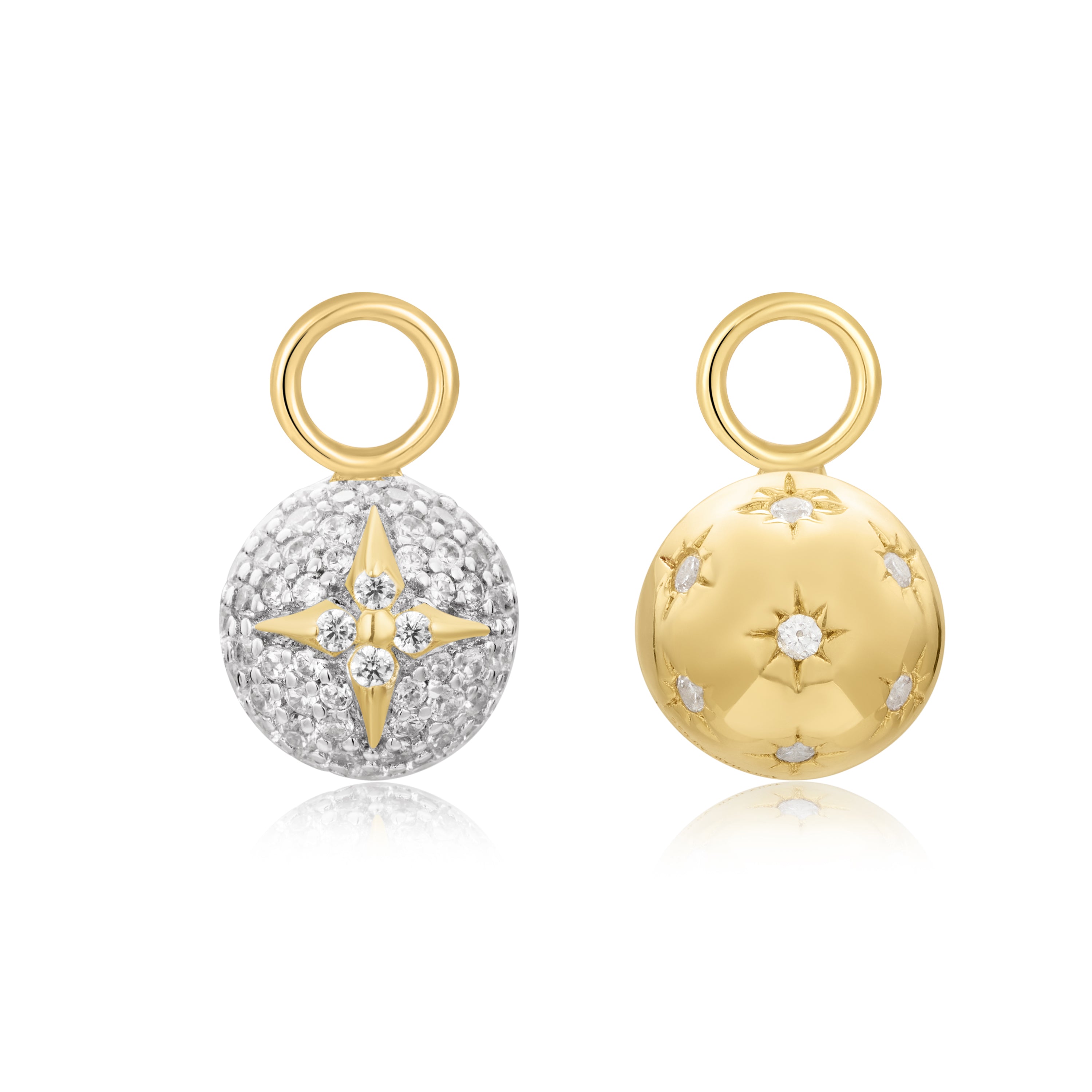 14K Gold Pavé Star Sphere Earrings - Dainty Stud Earrings for Women, Perfect for Everyday Wear & Special Occasions