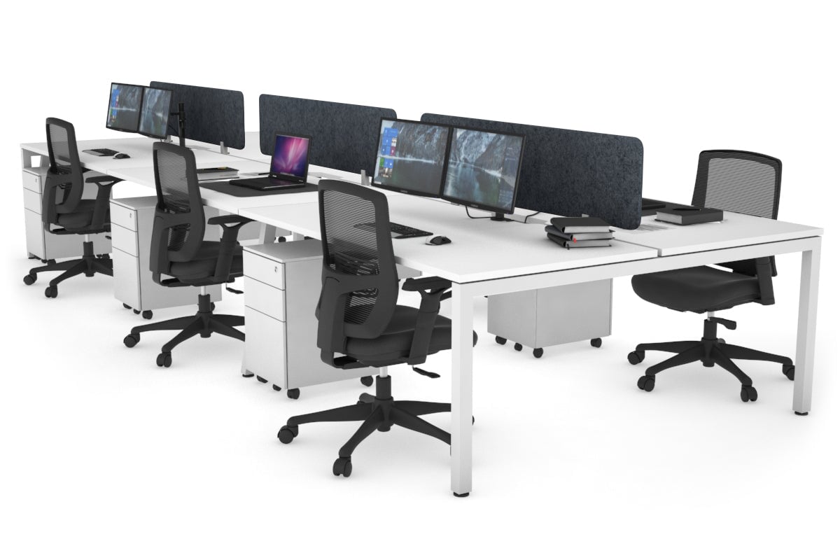 Quadro Square Legs 6-Person Office Workstation - 1800L x 800W with Cable Management - Ideal for Collaborative Workspaces & Open Office Environments