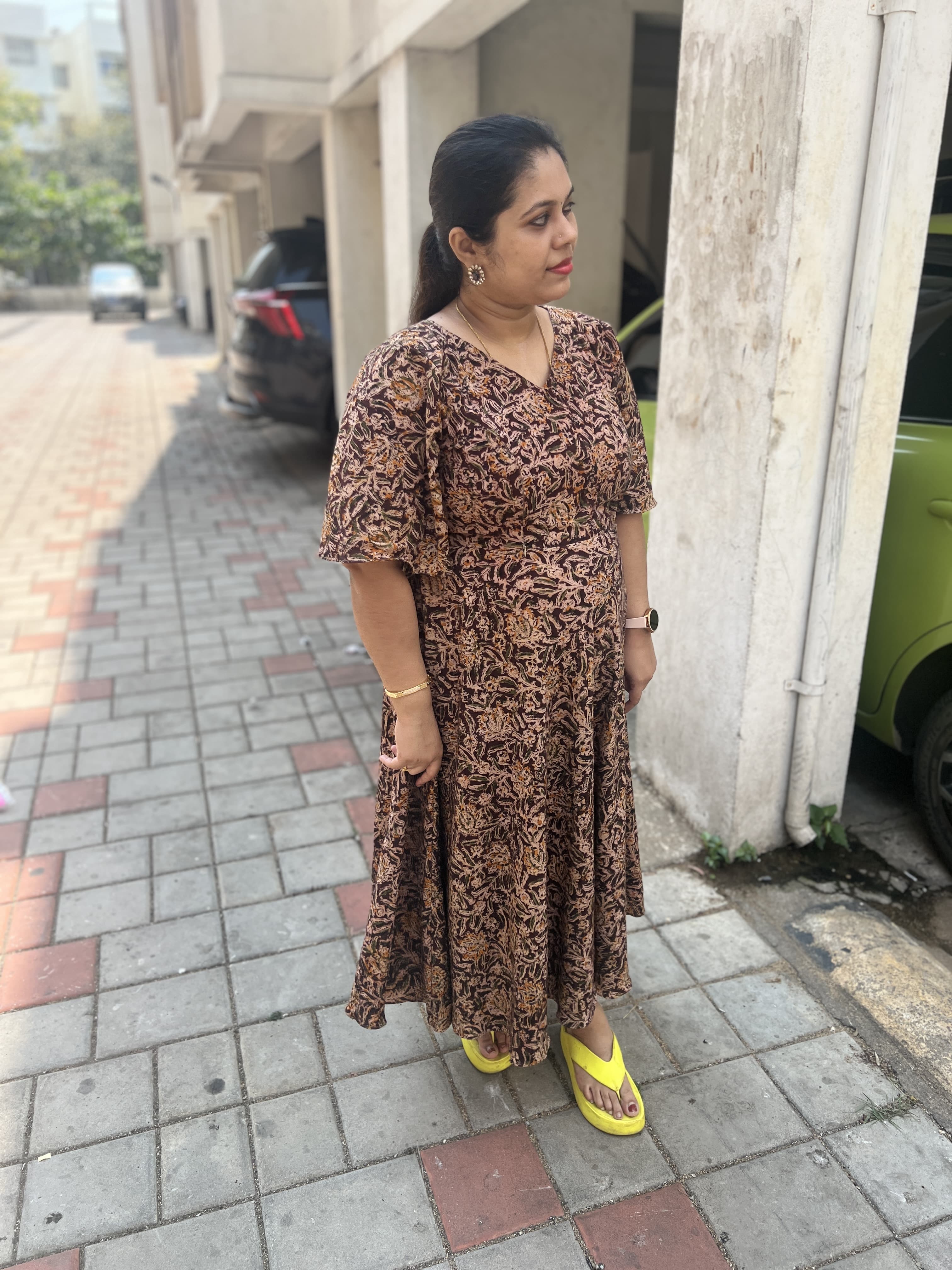 DD720 Kalamkari Cotton Dress for Women - Comfortable & Breathable Indian Traditional Dress for Casual Wear, Festivals & Summer Outfits