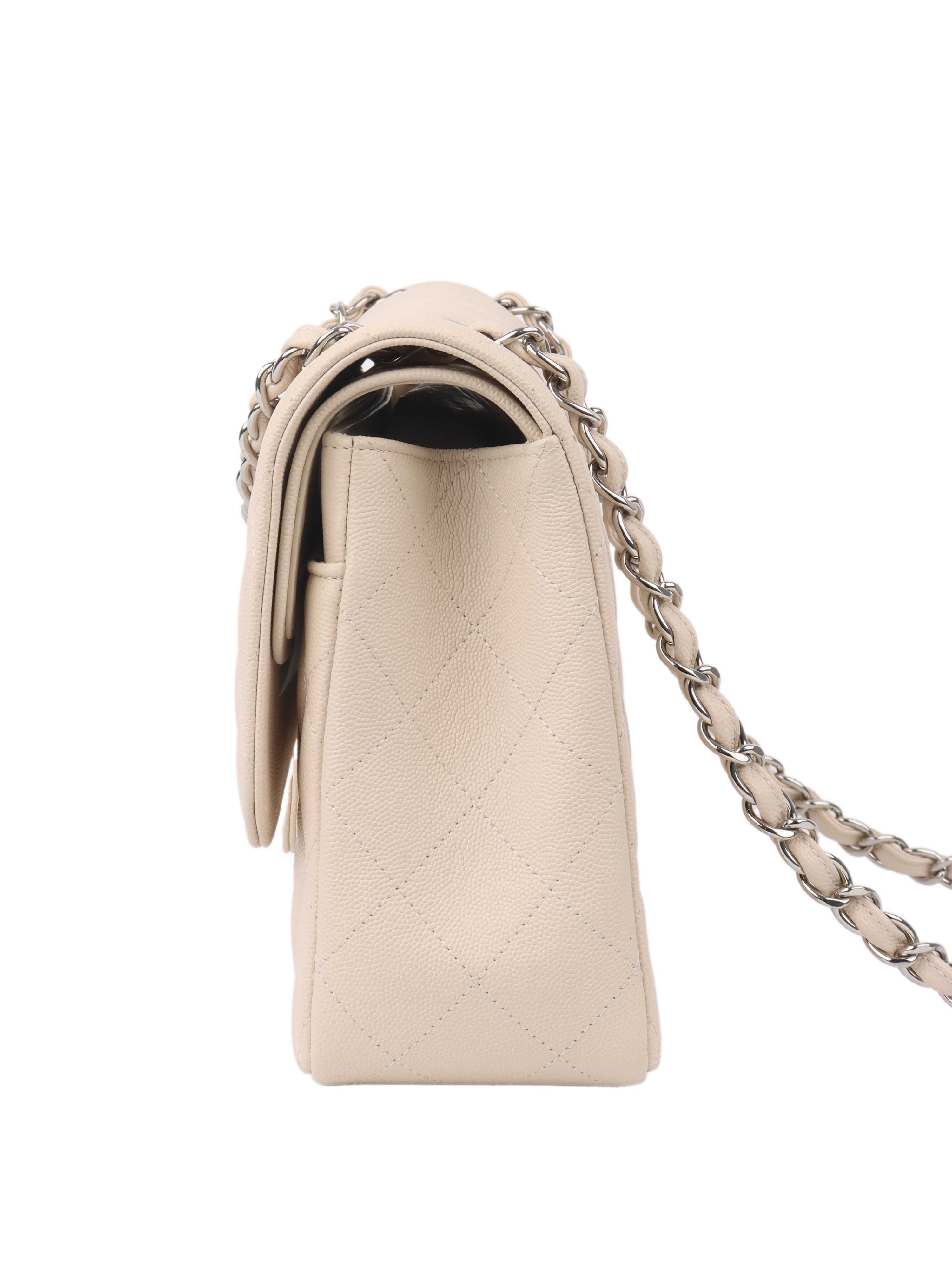 Chanel Jumbo Ivory Caviar Classic Flap Bag - Luxury Designer Handbag for Women | Perfect for Parties, Weddings & Special Occasions