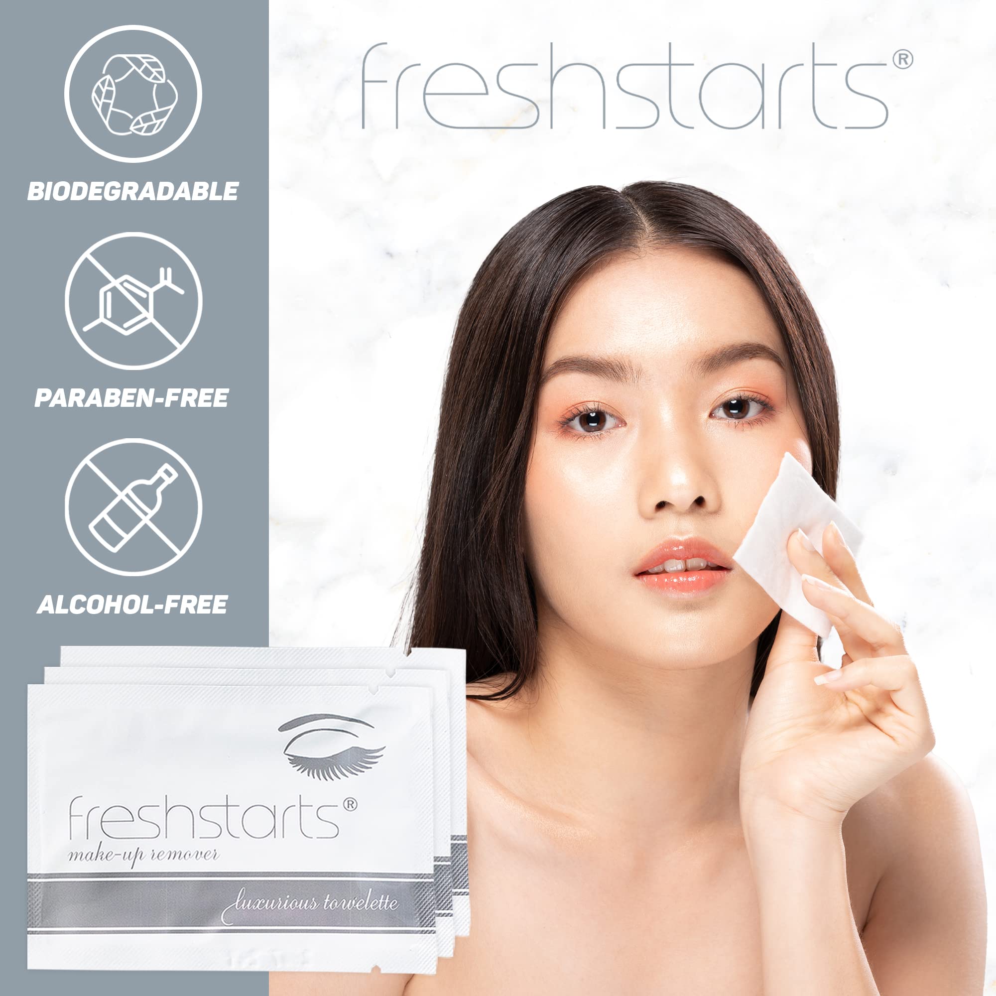 Freshstarts Makeup Remover Facial Cleansing Towelettes - 300 Pack Gentle Face Wipes for Women | Oil-Free, Hypoallergenic Skin Care | Perfect for Travel, Gym & Daily Beauty Routine