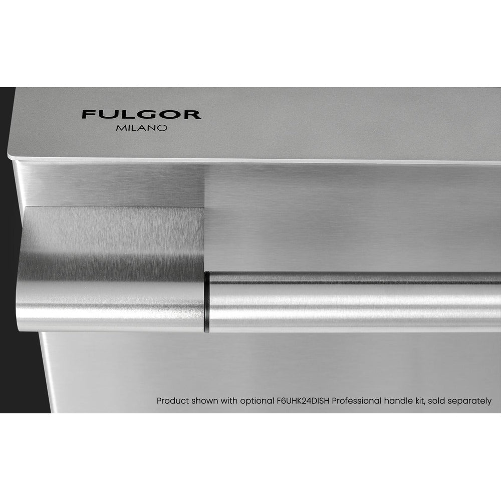 Fulgor Milano 24 Inch Stainless Steel Dishwasher with Third Rack & Stainless Steel Tub - Top Control, Energy Efficient (Model F6DWT24SS2) | Perfect for Modern Kitchens, Small Families, and Open-Concept Homes