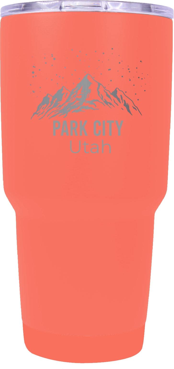 **24 oz Insulated Stainless Steel Tumbler with Laser Engraved Park City Utah Ski Snowboard Design - Perfect for Hot & Cold Drinks, Winter Sports Souvenir, Travel & Outdoor Adventures**