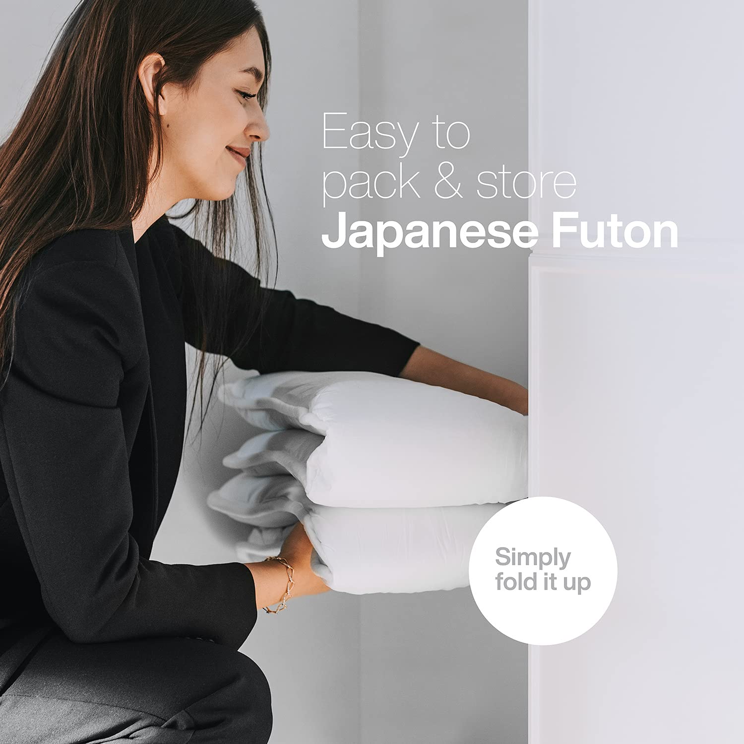 Luxton Home Japanese Shiki Futon with Sheet - Foldable Mattress for Sleeping & Travel - Twin Long Size - Perfect for Guest Beds, Small Spaces & Camping