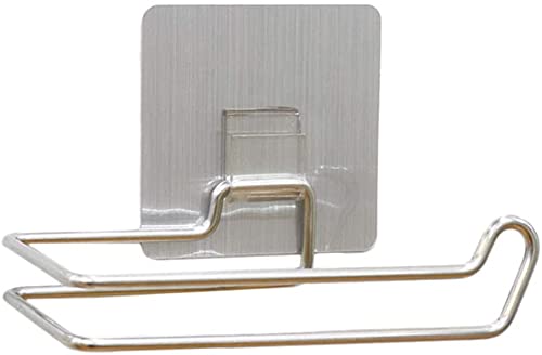 Stainless Steel Wall Mounted Toilet Paper Holder - Reusable & Washable Bathroom Roll Dispenser with Stick Hooks for Kitchen & Bathroom Storage - Perfect for Small Spaces, Apartments, and Modern Home Decor