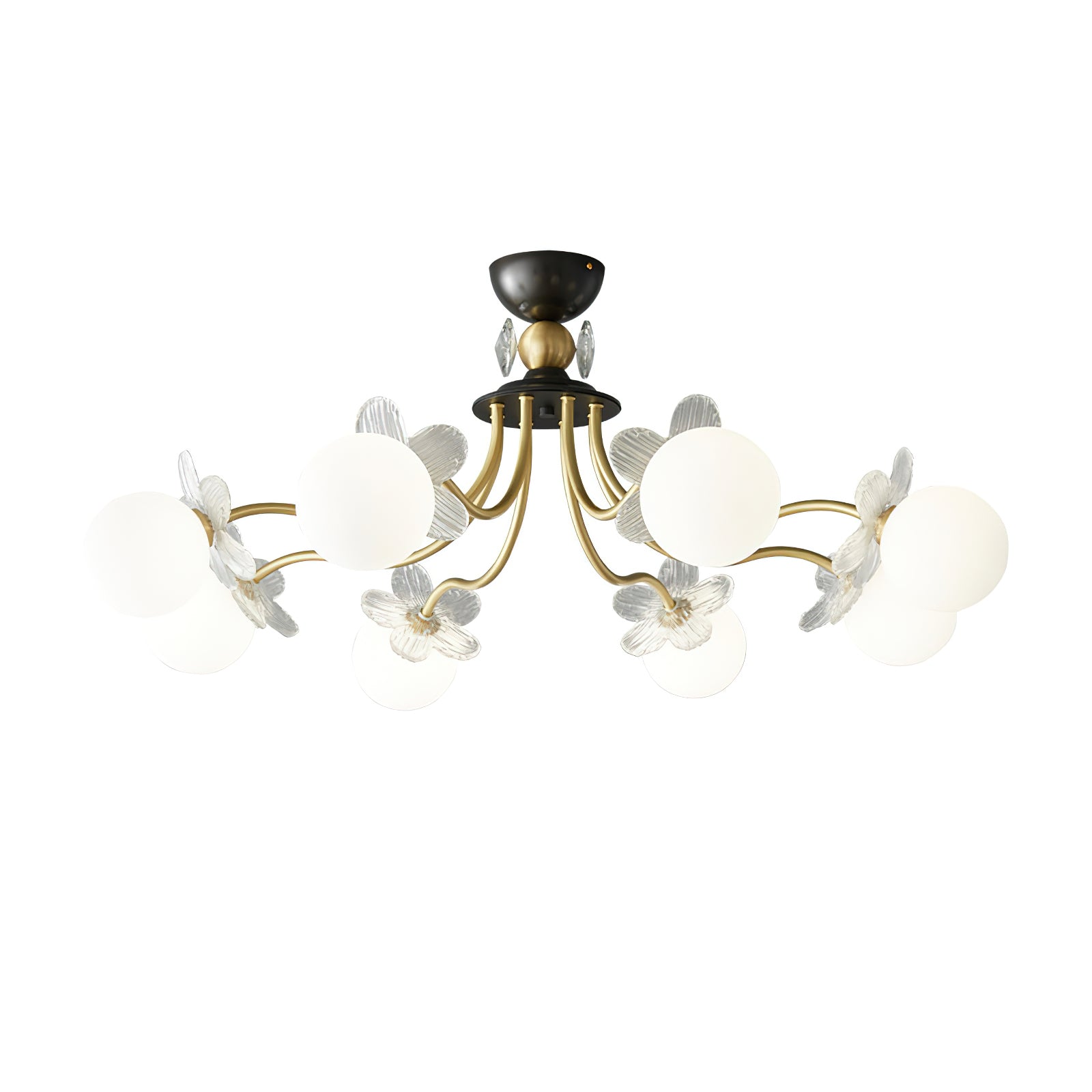 Elegant Blossom Flower Glass Chandelier - Modern Crystal Ceiling Light Fixture for Dining Room, Bedroom, or Living Room Decor