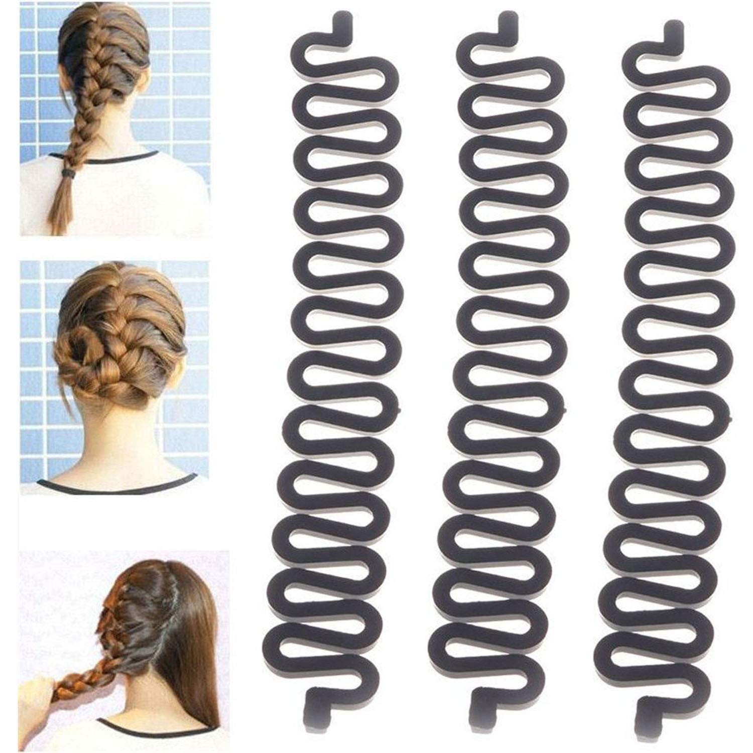 Maahal 3-Piece French Hair Clip Set - Hair Styling Bun Maker & Braiding Tool for Women | Twist Plait Hair Accessories (Black) | Perfect for Updos, Ponytails & Everyday Hairstyles