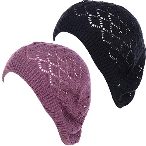 Lace Diamond Knit-2 Pack-plum & Black