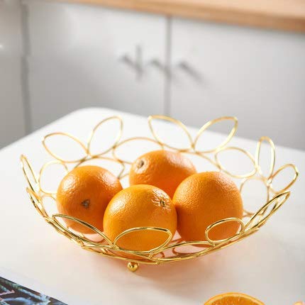 Stainless Steel Mesh Woven Fruit Basket - Kitchen Countertop Organizer for Fruits, Vegetables, Bread & Snacks Storage | Decorative Gold Home Decor | Perfect for Pantry, Dining Table & Kitchen Counter Display