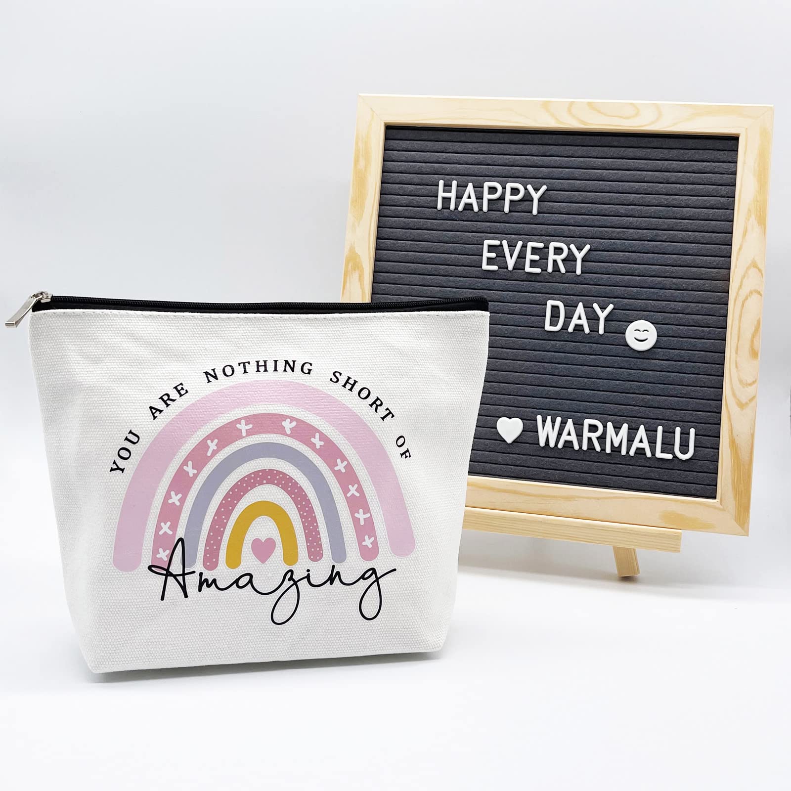 Inspirational Gifts for Women - Thank You Rainbow Cosmetic Bag, Amazing Birthday Gift for Best Friend, BFF, Sister, Wife, Boss, Teacher, NHS Nurse - Perfect for Travel, Work, or Daily Use