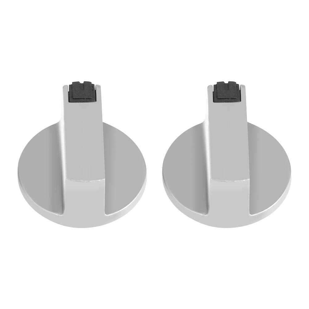2Pcs 6mm Zinc Alloy Gas Stove Knobs - Silver Minimalist Style Replacement Control Knobs for Kitchen Cooker, Oven & Cooktop - Perfect for Home Kitchen Upgrade & Appliance Repair
