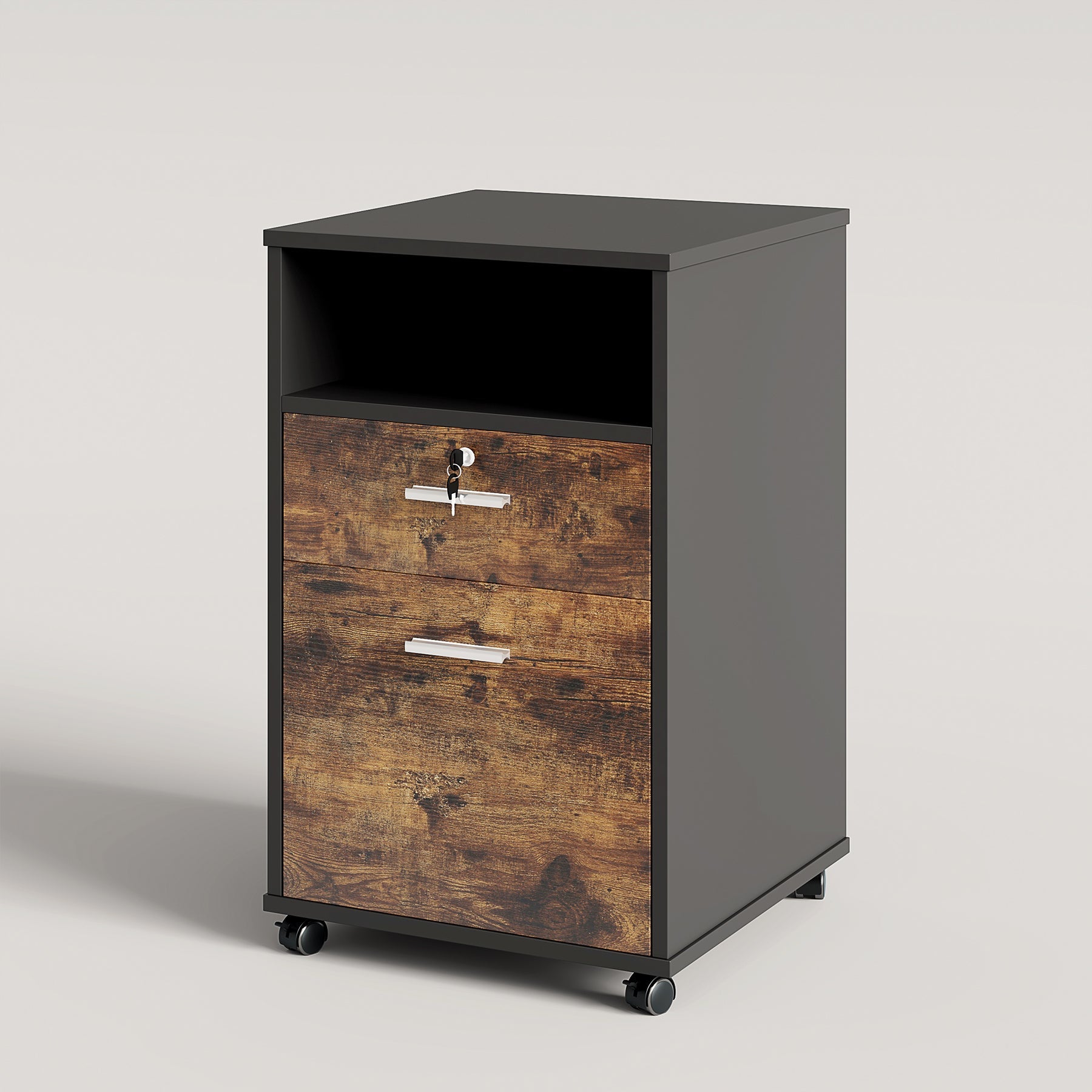 2-Drawer Locking File Cabinet with Wheels - Mobile Printer Stand for Office or Home Use, Heavy-Duty Storage Organizer for Documents and Supplies
