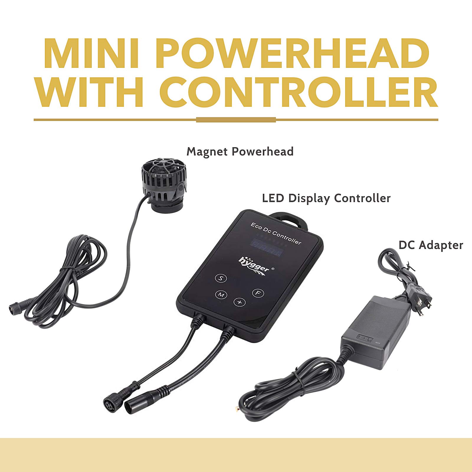 Hygger 2600 GPH Mini Wave Maker - Magnetic DC Powerhead with LED Display Controller for Saltwater & Freshwater Aquariums (26-55 Gallon) - Black | Enhances Water Circulation for Coral Reefs, Fish Tanks & Aquatic Plants