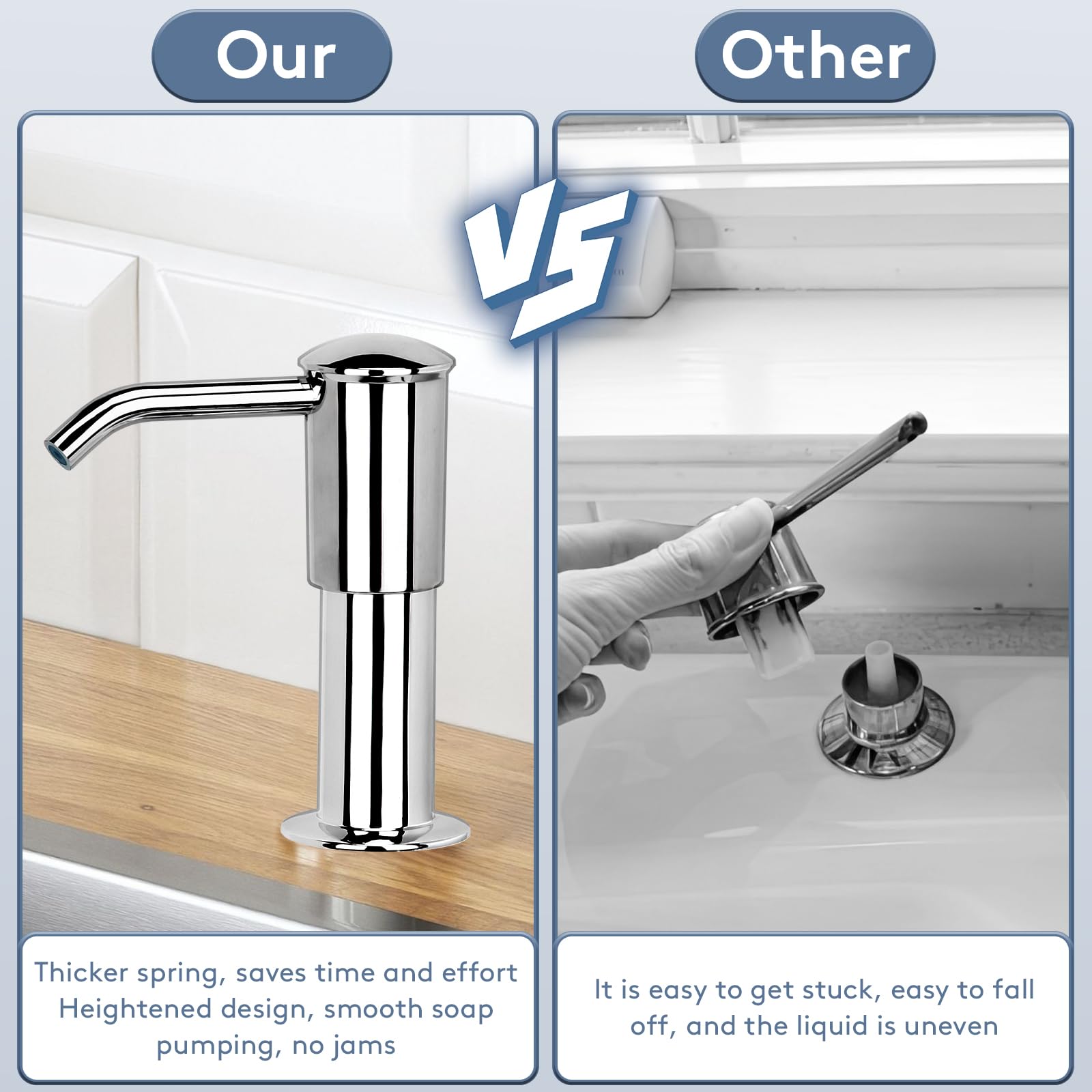 Upgraded Kitchen Sink Soap Dispenser Pump with 40IN Extension Tube - Heightened Design for Smooth Discharge | Built-in Soap Dispenser for Modern Kitchens | Perfect for Countertop & Under Sink Installation