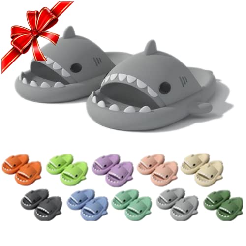 **Unisex Shark Slides for Adults - Cloud Pillow Shark Slippers, Cute Cartoon Open-Toe Sandals for Shower, Beach, Pool & Bathroom - Summer Massage Slippers for Comfort & Relaxation**