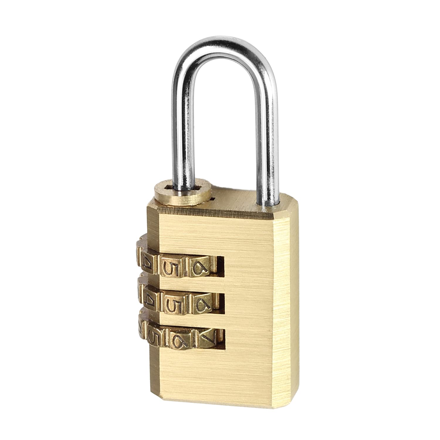 MroMax 1Pc Brass 3 Digit Combination Padlock - Secure Toolbox, Lockers, Luggage & Backpack - Ideal for Travel, School, Gym & Home Security