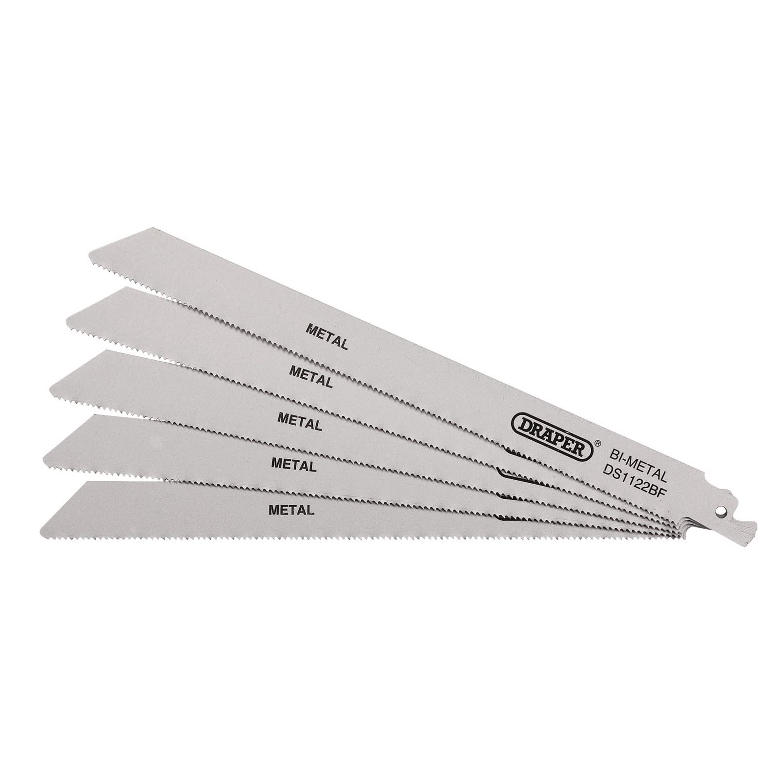 Draper 38594 Bi-Metal Reciprocating Saw Blades - 225mm (9 Inch) 14 TPI Metal Cutting Blades, 5-Pack - Perfect for Demolition, HVAC, Plumbing & Metal Fabrication Projects