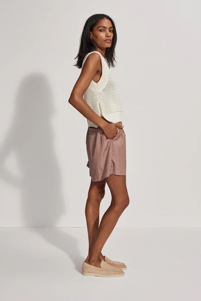 Varley Randal Crop Knit Tank Top - Women's Slim Fit Ribbed Cotton Blouse for Summer | Casual Wear, Beach Outfits, Layering Essentials
