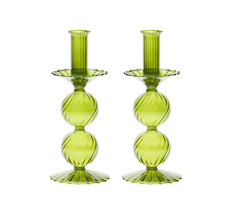 Bella Olive Short Candle Holders - Set of 2, Rustic Home Decor for Table Centerpieces, Wedding Decorations & Holiday Ambiance