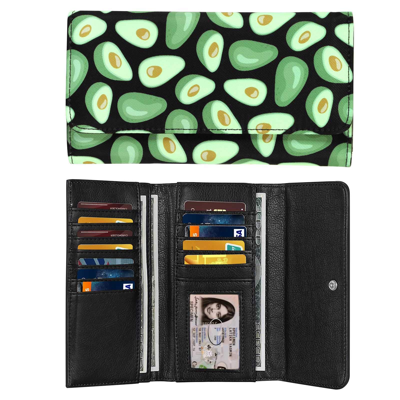 HUA ANGEL Slim Long Tri-Fold Wallet for Women - Ultra Thin Leather Purse with 12 Card Slots & Zippered Coin Pocket - Perfect for Everyday Use, Travel, and Business (Black)