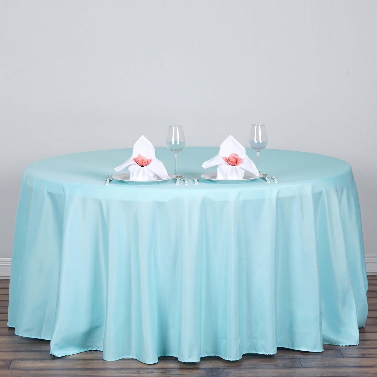 Efavormart 10 Pack 120 Inch Round Tablecloth - Stain & Wrinkle Resistant Washable Polyester Fabric Table Cover for Wedding, Banquet, Party, Dining Room - Blue | Elegant Decor for Special Occasions & Everyday Use