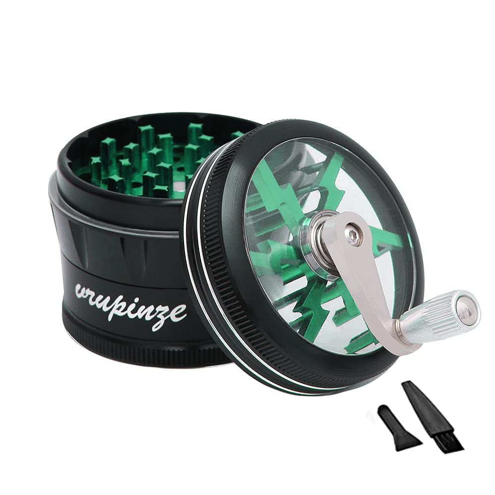 2.5 Inch Herb Grinder with Ergonomic Handle - Large Spice Grinder for Kitchen, Black & Green - Perfect for Grinding Herbs, Spices, and Seasonings