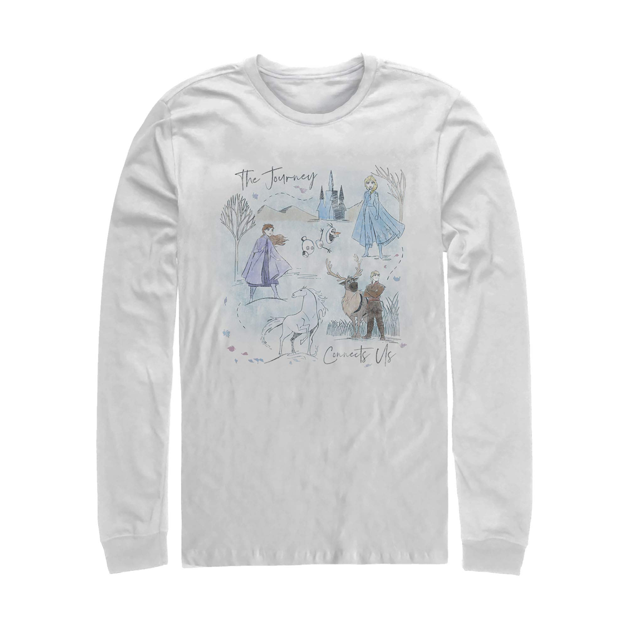 Frozen 2 Journey Watercolor Long Sleeve Shirt for Men | Disney Movie Graphic Tee | Casual Wear & Cosplay Costume