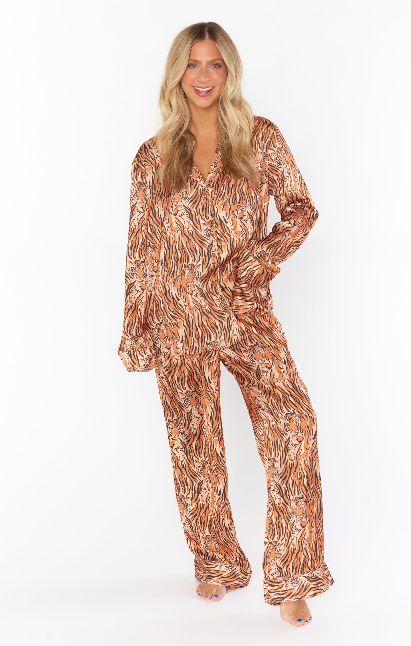 Royal Tiger Silky Classic Pajama Set for Women - Soft & Comfortable Sleepwear for Nighttime Relaxation and Lounging at Home