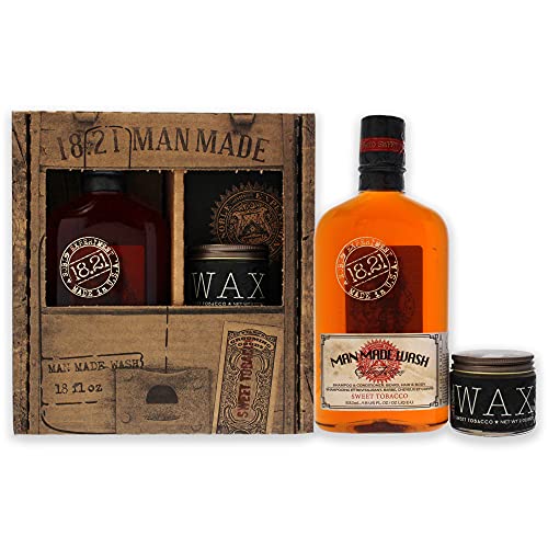 Premium 18.21 Man Made Luxury Gift Set for Men - 3-in-1 Shampoo, Conditioner & Body Wash with Styling Wax, Beard Balm, Hair Spray & More - Sweet Tobacco or Spiced Vanilla Scent - Perfect for Grooming, Travel & Gift Giving