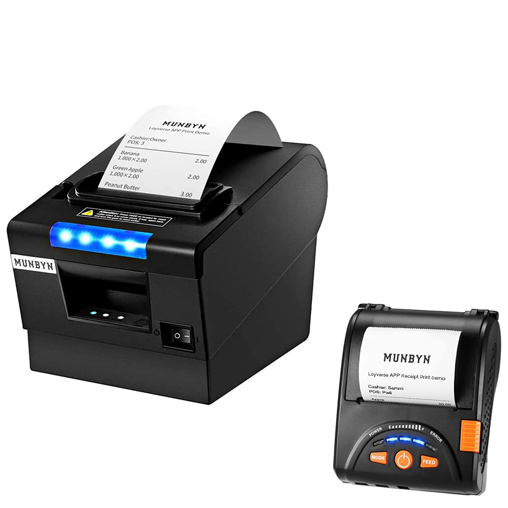 MUNBYN 80mm Thermal Receipt Printer with Auto Cutter - USB/Serial/Ethernet/Bluetooth POS Printer for Windows & Android | ESC/POS Compatible | Ideal for Retail Stores, Restaurants & Small Business Receipt Printing