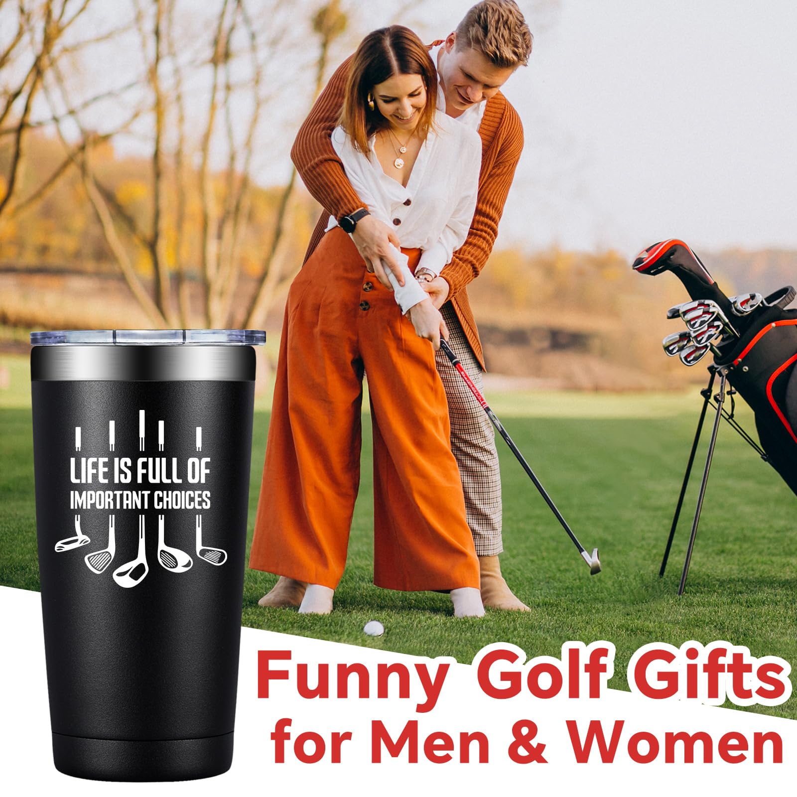 BIRGILT 20oz Insulated Golf Tumbler - Perfect Golf Gift for Men, Dad & Grandpa - Stainless Steel Travel Mug for Coffee & Cold Drinks - Great for Golf Courses, Office & Outdoor Activities