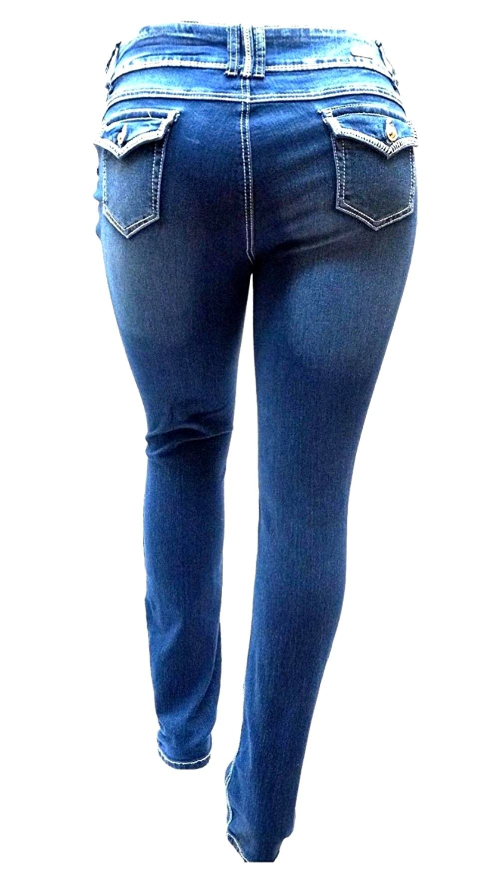 Jack David Women's Plus Size Distressed Ripped Destroyed Blue Denim Jeans Skinny Pants - Comfortable Stretch High Waisted Casual Pants for Everyday Wear, Work & Night Out