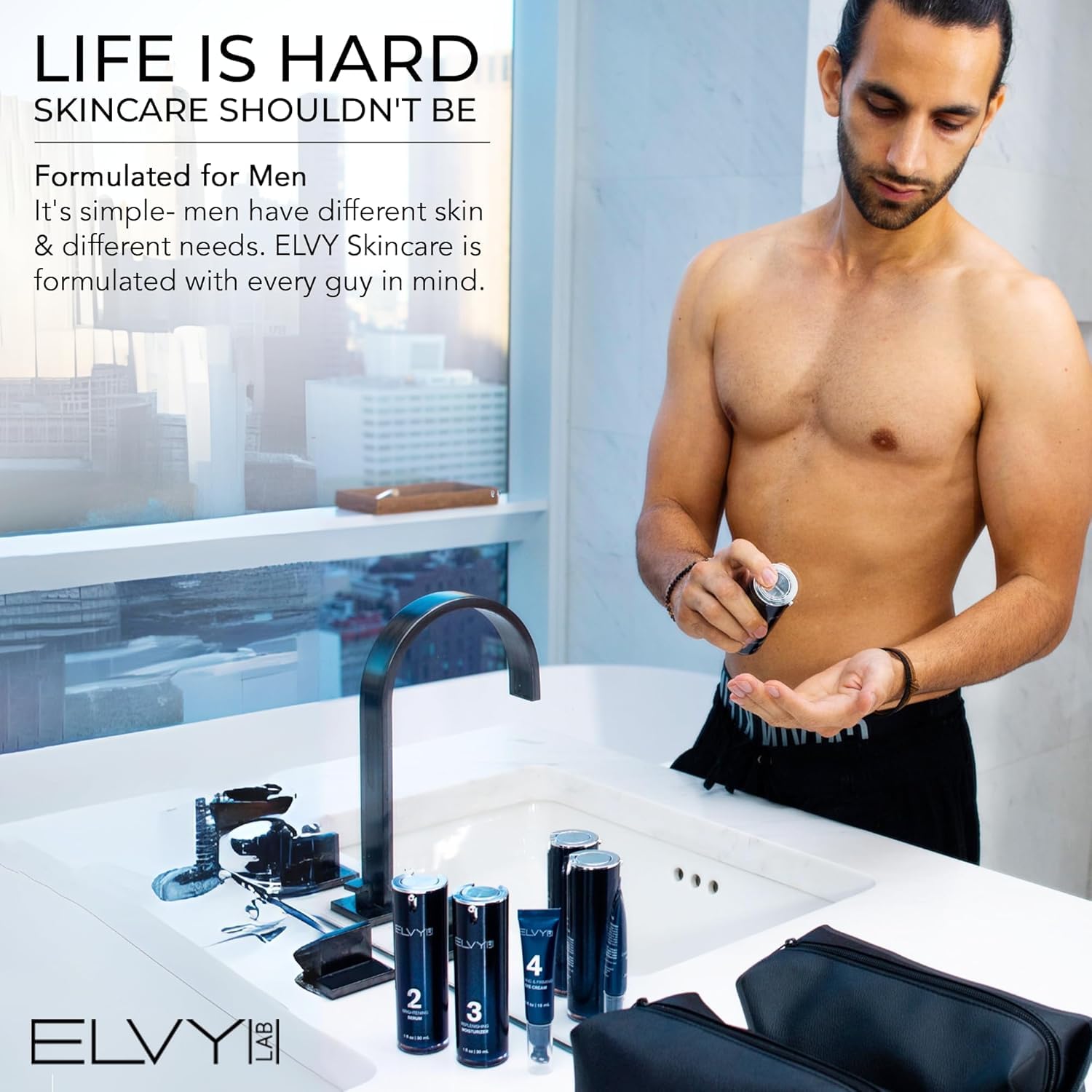 Complete Men's Skincare Set - 4-Step Grooming Kit with Cleanser, Vitamin C Serum, Face Moisturizer & Eye Cream | Hydrating & Rejuvenating Skincare for All Skin Types | Daily Face Care Routine for Men