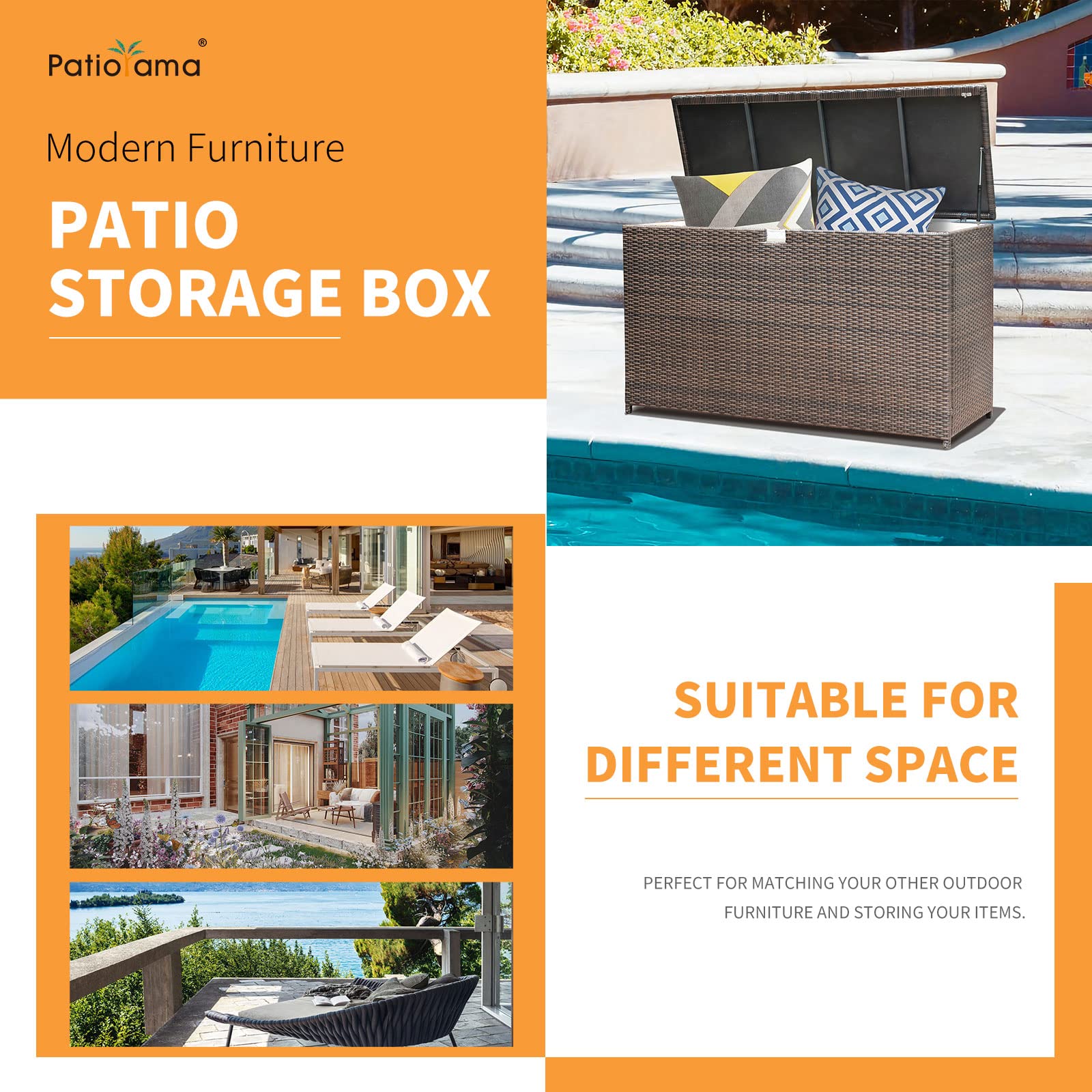 Outdoor Wicker Storage Box with Aluminum Frame - 120 Gallon Water-Resistant Patio Cushion & Pool Toy Organizer for Garden, Deck, and Backyard