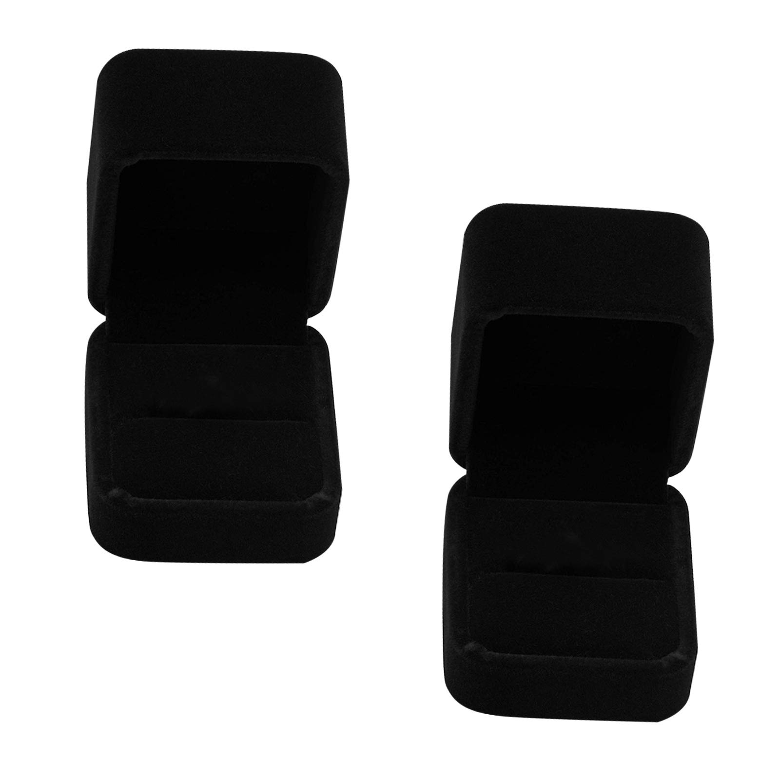 2 PCS Velvet Jewelry Gift Box Set - Small Ring Box for Engagement, Wedding, Anniversary - Black Velvet Ring Holder for Proposal, Ceremony, Birthday Gift - Perfect for Rings, Earrings & Cufflinks Storage