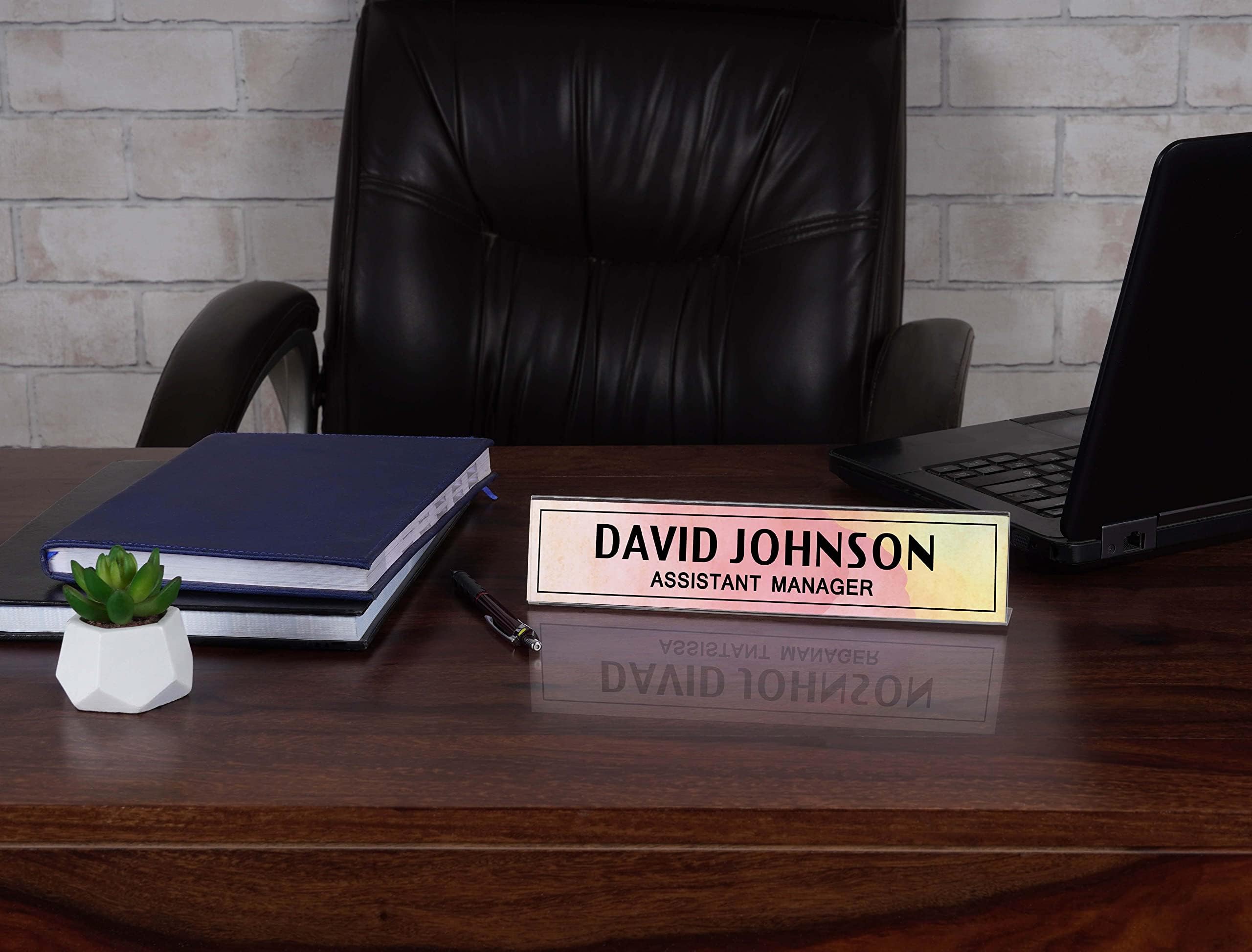 Printtoo Office Desk Name Plate - 12 Pack Reusable Horizontal & Slant Back Nameplates for Business, Training, Events - Perfect for Professional Workspaces, Conferences, and Corporate Gifts