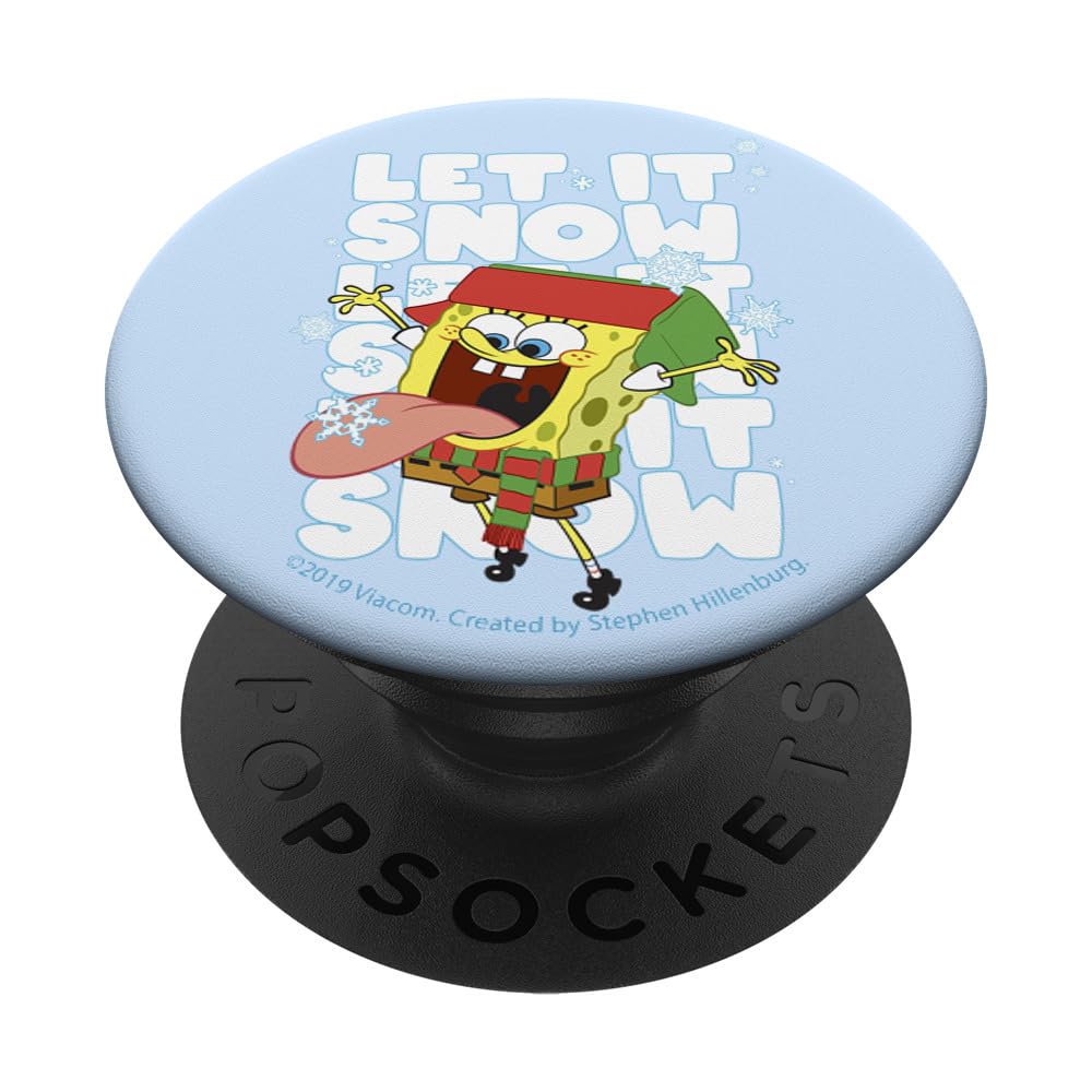 SpongeBob SquarePants Christmas Let It Snow PopSocket - Swappable Grip for Phones & Tablets - Holiday Gift for Kids & Adults - Perfect for Winter Decor & Phone Protection