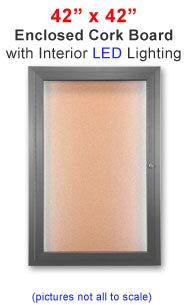 42x42 Outdoor LED Lighted Enclosed Cork Bulletin Board with Single Door - Weatherproof Message Board for Schools, Offices & Public Spaces - Perfect for Announcements, Events & Notices